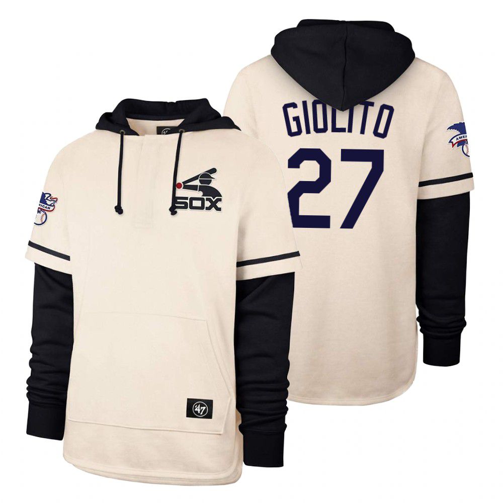 Men Chicago White Sox #27 Giolito Cream 2021 Pullover Hoodie MLB Jersey->chicago white sox->MLB Jersey